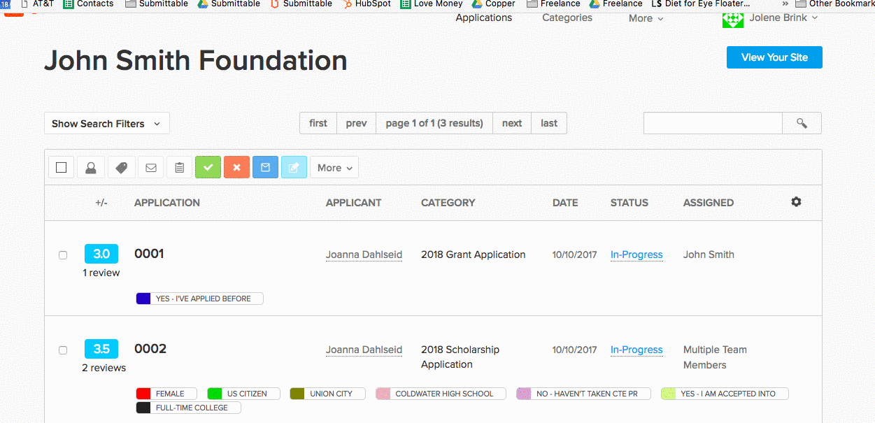 What does in progress mean on submittable ideas