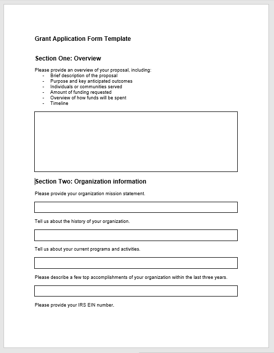 Grant Application Template Free